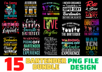 15 Bartender shirt Designs Bundle For Commercial Use, Bartender T-shirt, Bartender png file, Bartender digital file, Bartender gift, Bartender download, Bartender design