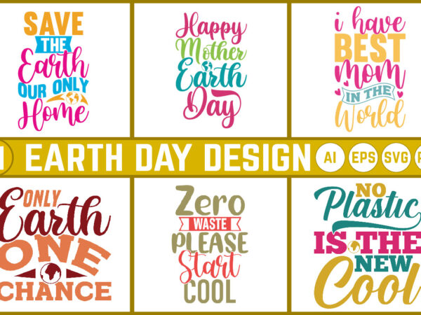 Earth day graphic shirt bundle, happy earth gift tee greeting illustration design