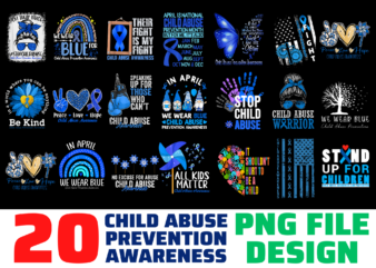 20 Child abuse prevention awareness design bundle tshirt PNG File, Child Abuse Prevention Awareness Month,In April Blue Gnome Child Abuse Prevention Awareness Bundle Design Tshirt PNG File