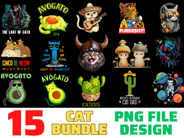 15 cat shirt designs bundle for commercial use part 2, cat t-shirt, cat png file, cat digital file, cat gift, cat download, cat design