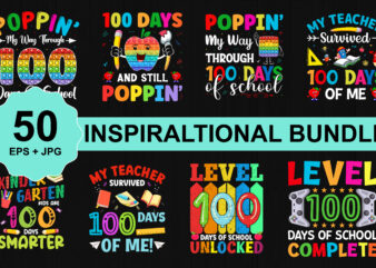 Happy 100 days of school svg t-shirt bundle print template, typography design for kindergarten pre k preschool, last and first day of school, 100 days of school shirt