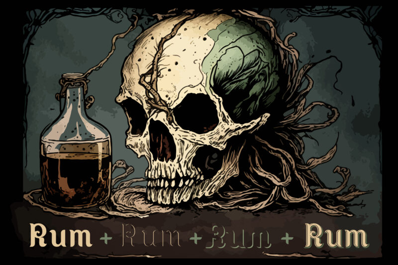 Dark rum. Vintage layered font