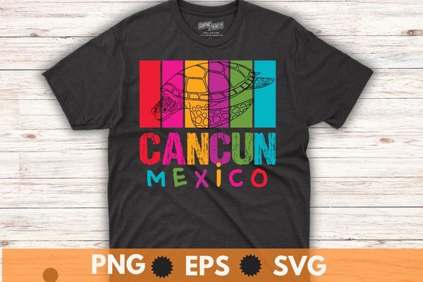 Cancun, mexico, sea turtle, beach t-shirt design vector, exico, summer