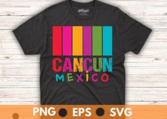 Cancun, Mexico vintag sunset retro T-Shirt design vector