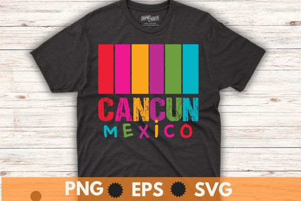 Cancun, mexico vintag sunset retro t-shirt design vector