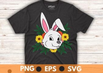 Easter day funny floral nature rabbit hat bunny Lover T-Shirt design vector,