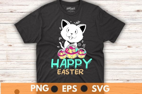 Happy easter day funny cat kitten with easter eggs t shirt design vector,happy easter day, funny cat, kitten with easter eggs, t shirt design