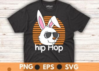 Hip Hop Bunny Face With Sunglasses for Boys Men Kids Easter T-Shirt design vector svg, Hip Hop Bunny,Hip Hop, invitation,