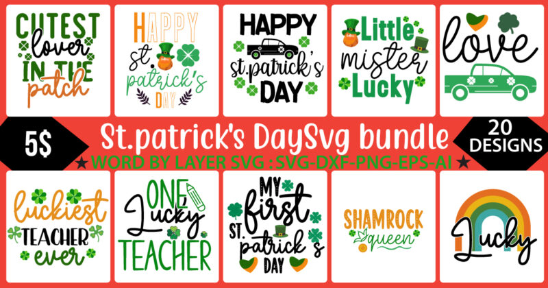 St.Patrick's Day SVG Bundle, Happy St.Patrick's Day SVG Bundle , Happy St.Patrick's Day Sublimation Bundle, my 1st Patrick s Day T-Shirt Design, my 1st Patrick s Day SVG Cut File,