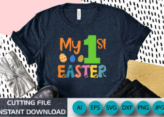 My First 1st Easter Baby, Easter Egg Bunny Baby Onesie, Kids Shirt, Religious Christian Jesus Colorful Baby Onesie,Happy Easter t-shirt design, apparel, typography, eps 10, Shirt Print Template