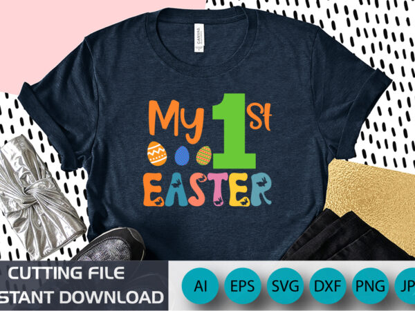 My first 1st easter baby, easter egg bunny baby onesie, kids shirt, religious christian jesus colorful baby onesie,happy easter t-shirt design, apparel, typography, eps 10, shirt print template