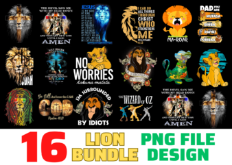 16 Lion shirt Designs Bundle For Commercial Use, Lion T-shirt, Lion png file, Lion digital file, Lion gift, Lion download, Lion design