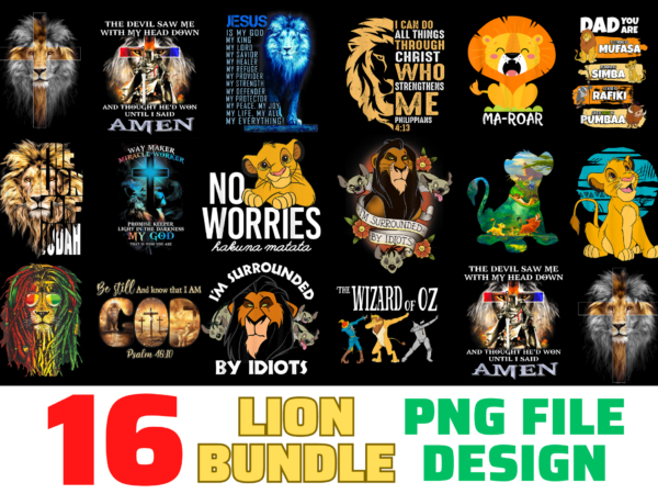 16 Lion shirt Designs Bundle For Commercial Use, Lion T-shirt, Lion png file, Lion digital file, Lion gift, Lion download, Lion design