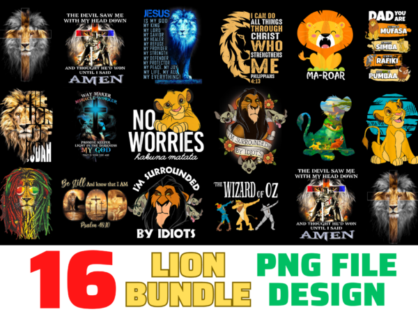 16 lion shirt designs bundle for commercial use, lion t-shirt, lion png file, lion digital file, lion gift, lion download, lion design