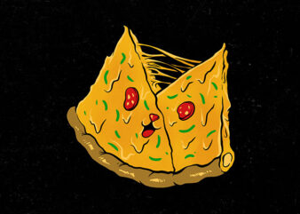 double pizza t shirt vector illustration