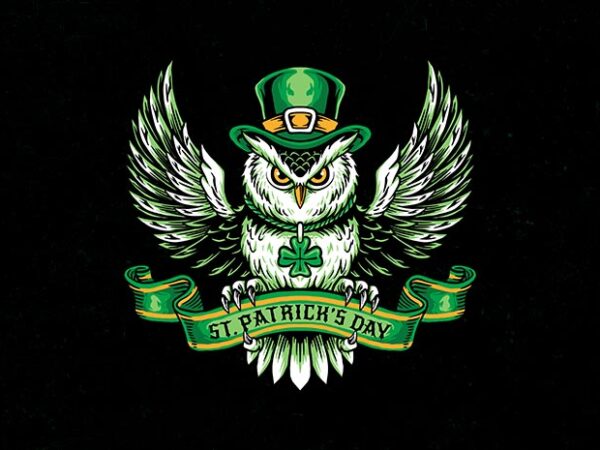 Green owl t shirt design template