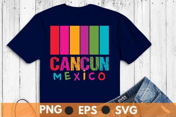 Cancun, Mexico vintag sunset retro T-Shirt design vector