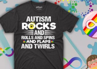 Autism Rocks And Rolls Funny Autism Awareness Month T-Shirt design vector, Autism Rocks And Rolls, Funny Autism Awareness Month