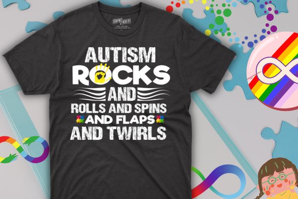 Autism rocks and rolls funny autism awareness month t-shirt design vector, autism rocks and rolls, funny autism awareness month