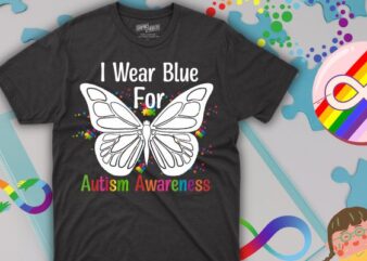 Autism Awareness I Wear Blue For Autism Family Support T-Shirt design vector