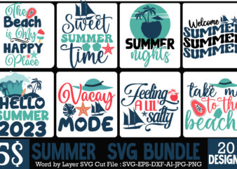 Summer T-Shirt Bundle, Summer SVG Bundle, Beach Vibes T-Shirt Design, Beach Vibes SVG Cut File, Summer Bundle Png, Summer Png, Hello Summer Png, Summer Vibes Png, Summer Holiday Png, Salty