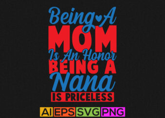 being a mom is an honor being a nana is priceless, happy birthday for mom, funny mom greeting card