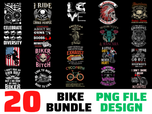 20 Biker Bundle Design PNG file, Motorcycle Biker Bike,Dirt Bike ...