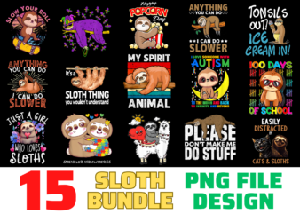 15 Sloth shirt Designs Bundle For Commercial Use, Sloth T-shirt, Sloth png file, Sloth digital file, Sloth gift, Sloth download, Sloth design