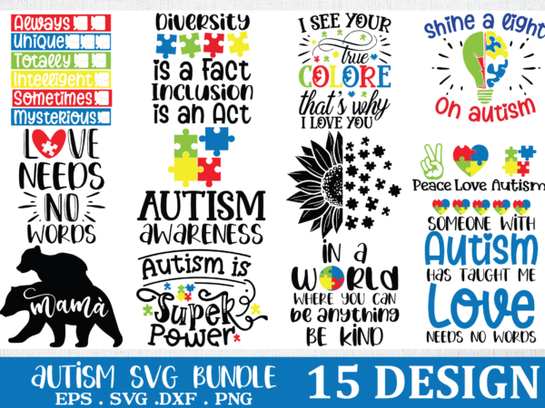 Autism svg bundle t shirt vector