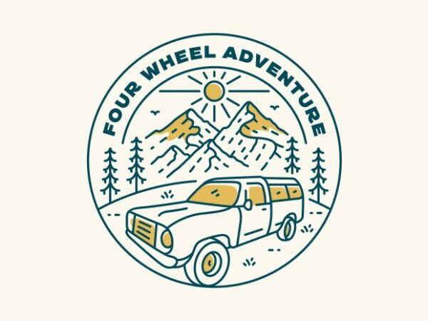 Four wheel adventure t shirt graphic design
