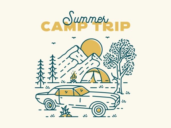 Summer camp trip t shirt template vector
