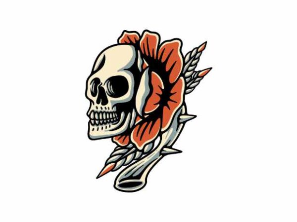Skull flower t shirt template vector