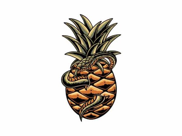 Pineapple and snake t shirt illustration