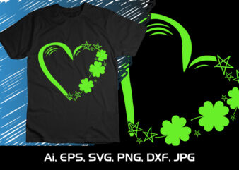 Love Shamrock SVG, Retro svg, St Patrick’s Day SVG, St. Patrick’s Day, Shirt Print Template, Shenanigans Irish Shirt, 17 march, 4 leaf clover t shirt vector graphic