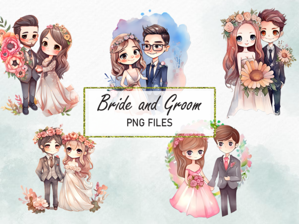 Bride and groom bundle png watercolor t shirt template