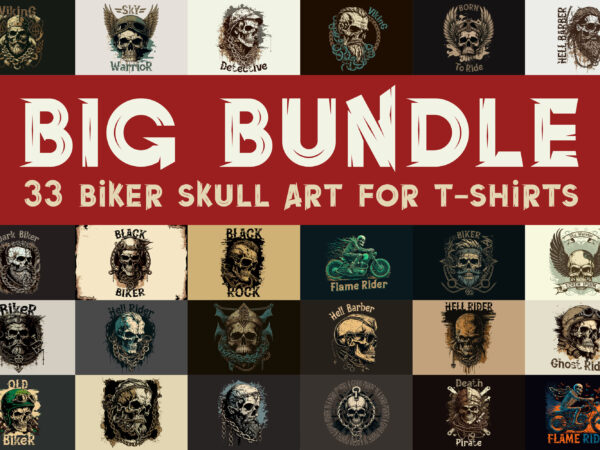 33 biker skull art for t-shirt designs