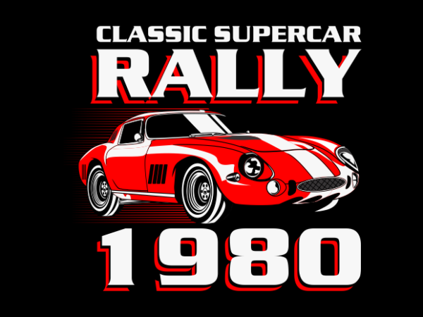 Classic supercar rally t shirt vector file
