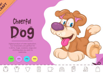 Cheerful Cartoon Dog. Clipart. t shirt vector file