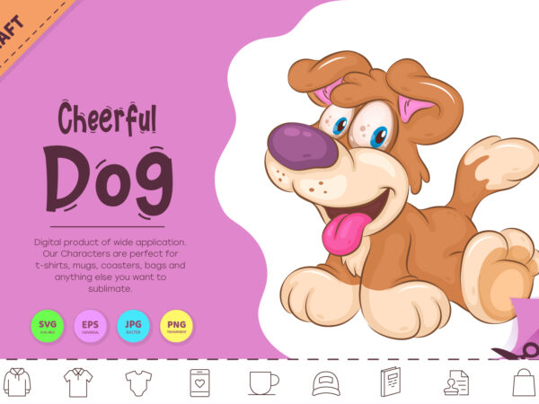 Cheerful cartoon dog. clipart. t shirt vector file