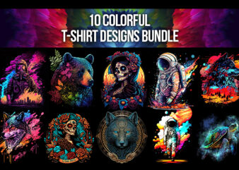 10 Colorful T-shirt Designs Bundle