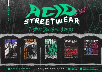 Acid style streetwear t-shirt designs bundle, Acid Vector T shirt designs pack, Urban t shirt design png bundle, Commercial t shirt designs,