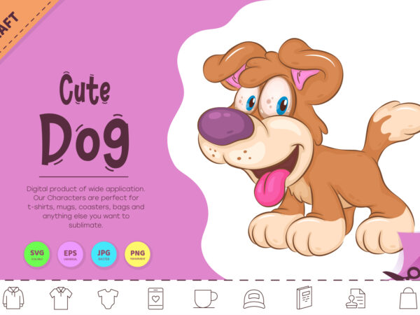 Cute cartoon dog. clipart. t shirt vector file