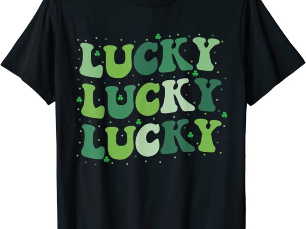 Cute st patricks day lucky retro groovy green shamrock irish t-shirt