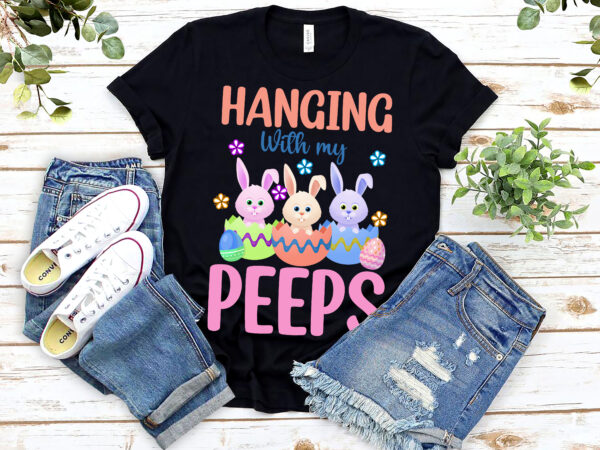Easter day hanging with my peeps colourful bunny kids toddlers nl 0803 vector clipart