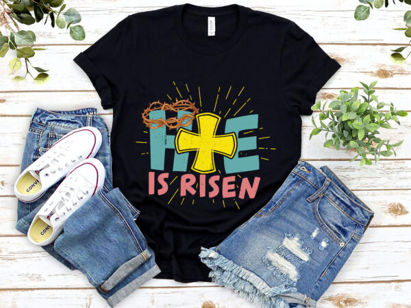 Easter he is risen jesus resurrection christian youth kids nl 0403 vector clipart
