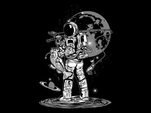 Fishing astronaut t shirt graphic design