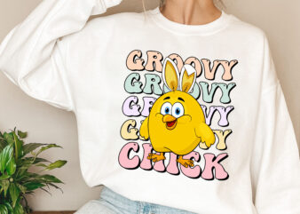 Funny Bunny Groovy Chick T-Shirt Design, Easter Groovy Chick PNG Files, Retro Groovy Easter Bunny PNG NL 0403