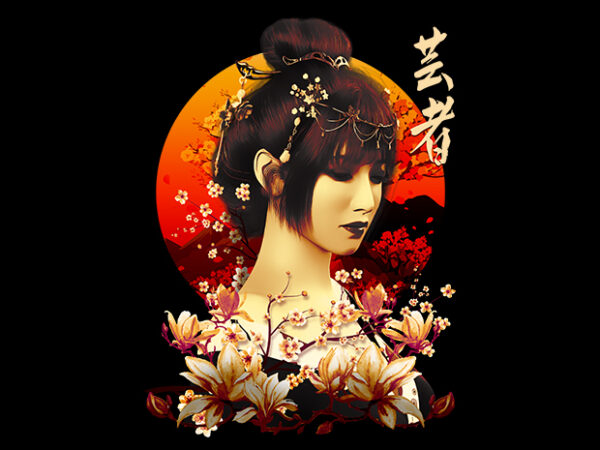 Geisha dream t shirt design template