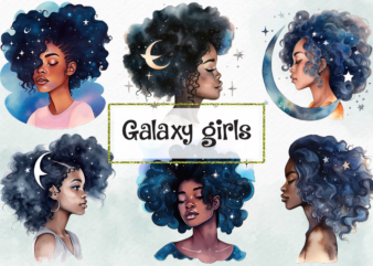 Galaxy Black Girl Bundle PNG Sublimation t shirt design template