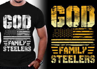 God Family Steelers Veteran T-Shirt Design